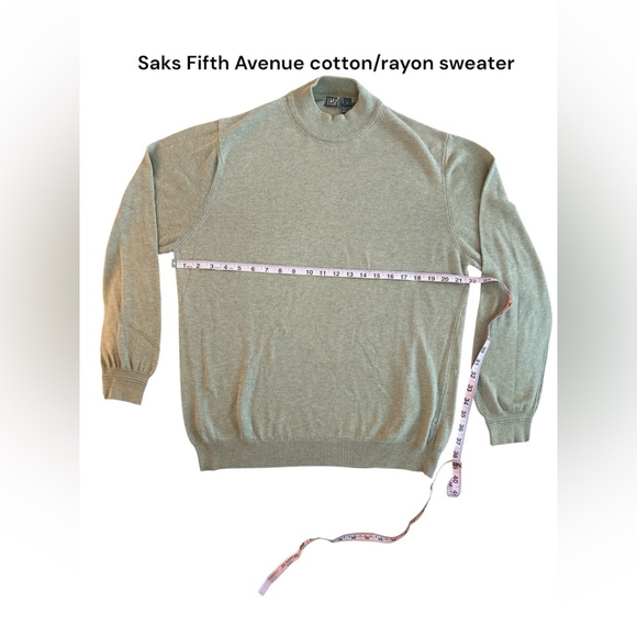 Saks Fifth Avenue Other - Saks Fifth Avenue Tan Brown sz L Cotton Blend Mock Neck Sweater EUC Stretch VTG